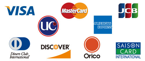VISA,MasterCard,JCB,UC,AmericanExpressなど、多くのクレジットカードが使えます。