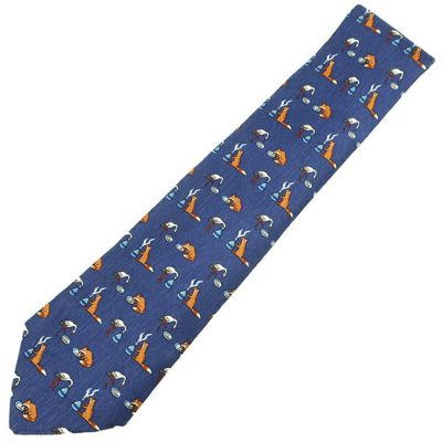 未使用　箱なし、袋なし　エルメス　ネクタイ　グレー・青　イルカ柄 HERMES - 【美品】エルメス ネクタイ イルカ柄の通販 by