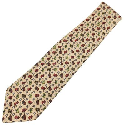 エルメス ネクタイ シマウマ 9cm シルク ベージュ ゼブラ