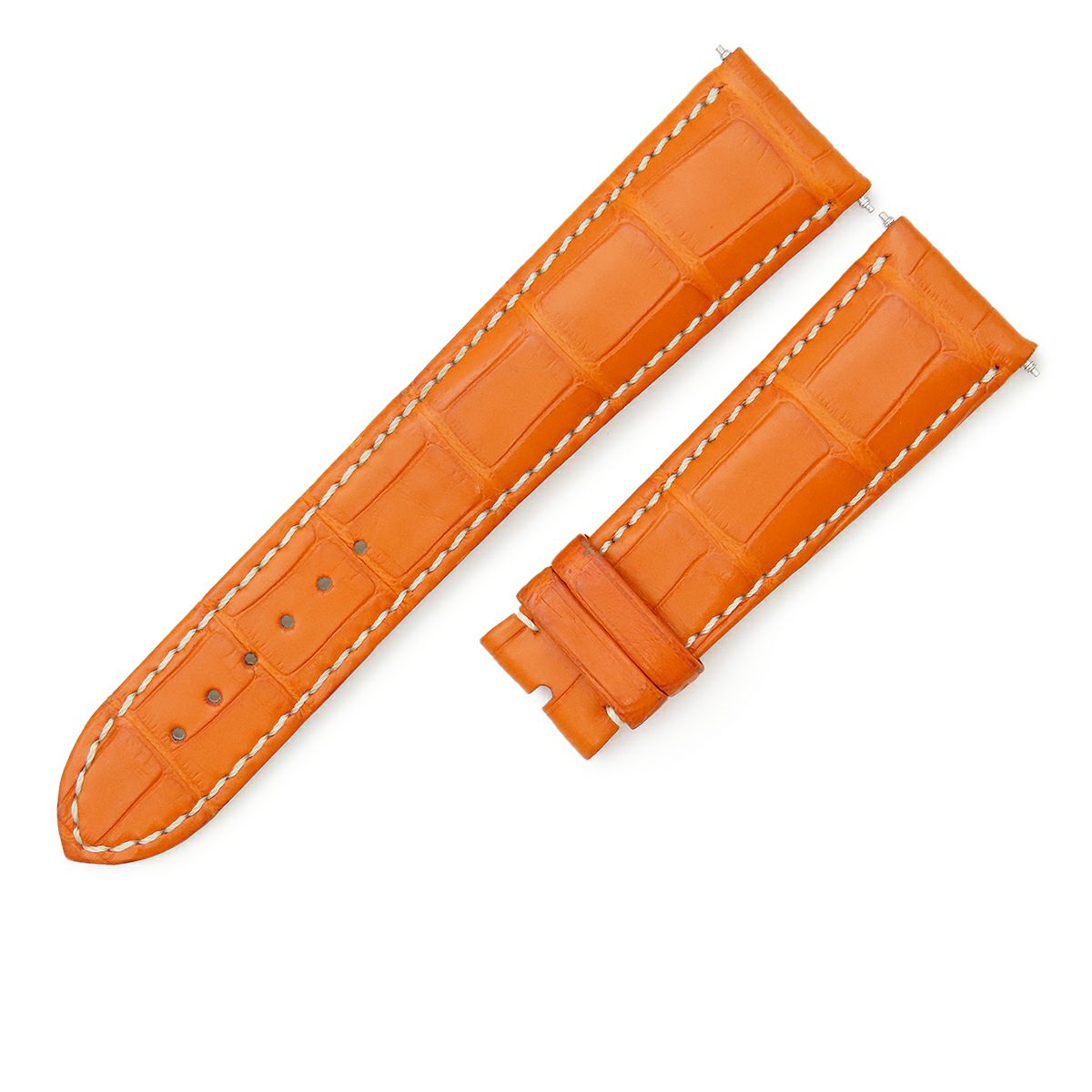 ブレゲ 純正 替え クロコ 本革 ベルト ストラップ 22mm オレンジ 