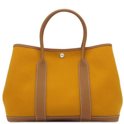 エルメス　トワルアッシュ　ガーデンパーティーPM  トートバッグ　ブラウン HERMES エルメス トートバッグ ガーデンパーティPM トワルソー