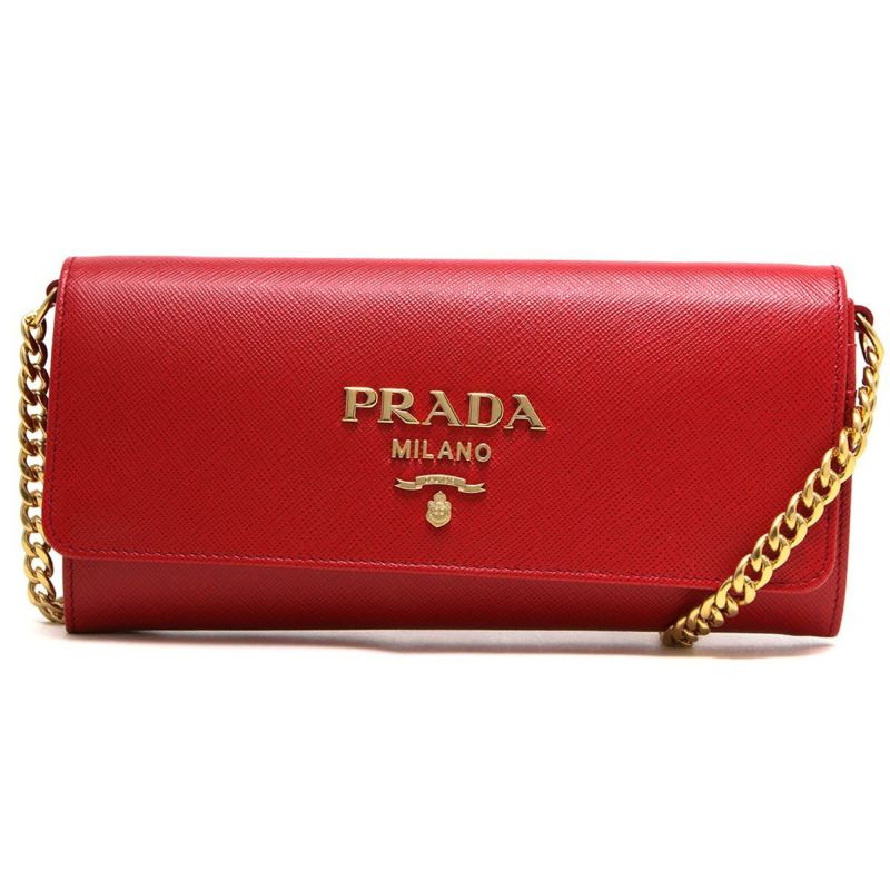 プラダ PRADA サフィアーノ チェーンショルダー ウォレット 長財布 ...