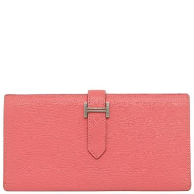 エルメス 長財布 ベアンスフレ シェーブル ピンク 二つ折り財布