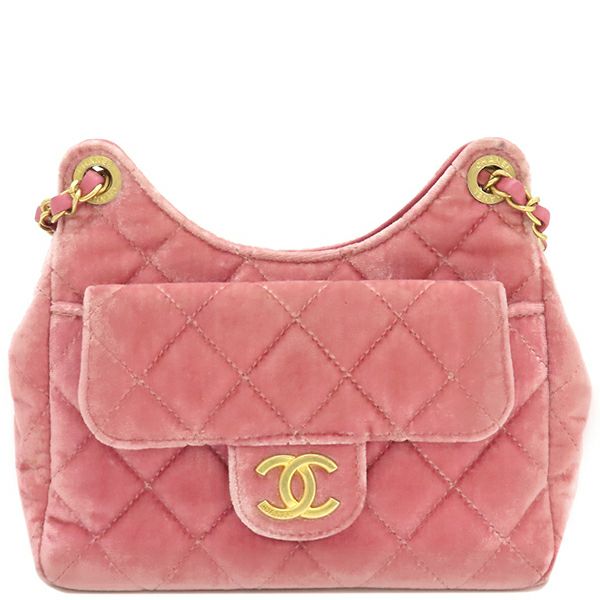 CHANEL シャネル ショルダーバッグ スモール ホーボー ピンク シャネル ショルダーバッグ スモール ホーボーバッグ ベロア