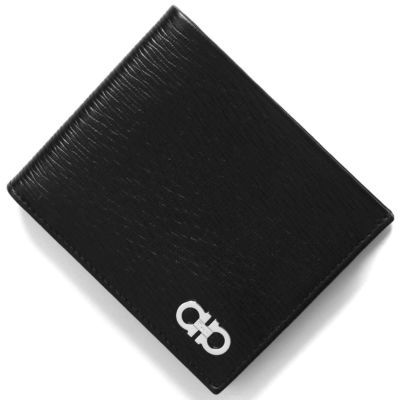 【未使用】Ferragamo フェラガモ フラワー 二つ折り コンパクト財布 黒