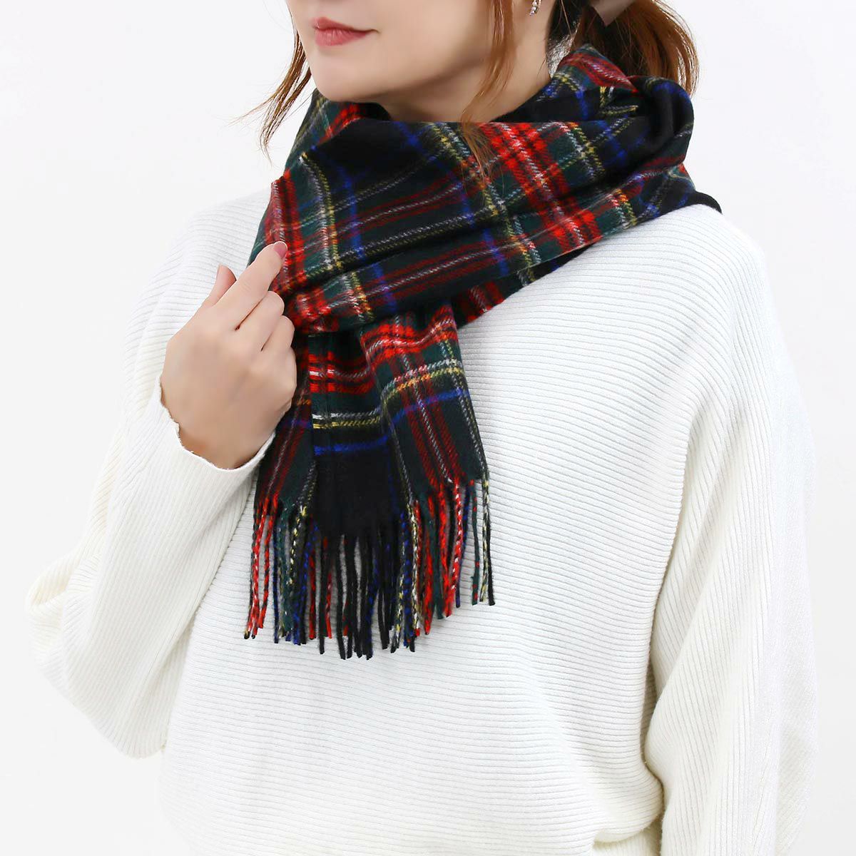 マフラー 幅広 メンズ レディース バーガンディー シンプル バーバリー  