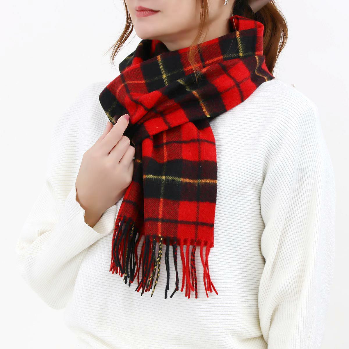 ジョンストンズ ストール/マフラー メンズ レディース WA16 チェック柄  