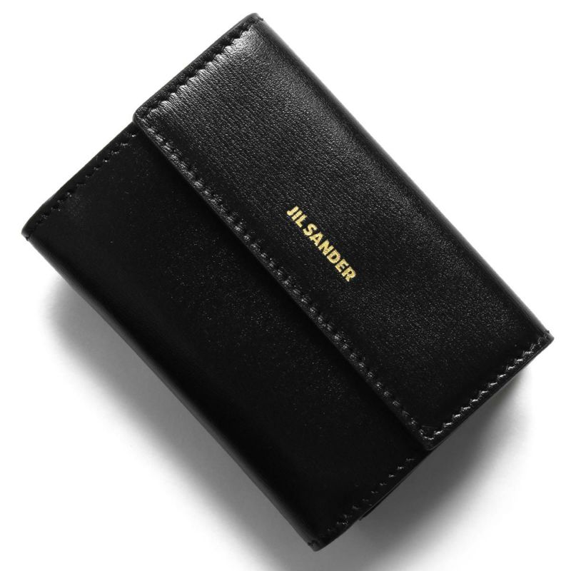 JIL SANDER ブラック三つ折り財布 保存袋付き JIL SANDER 三つ折り財布 黒 レザー 保存袋付き