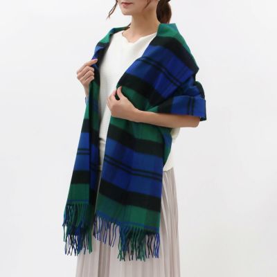 Johnstons Blue Black Block Check ブルー-