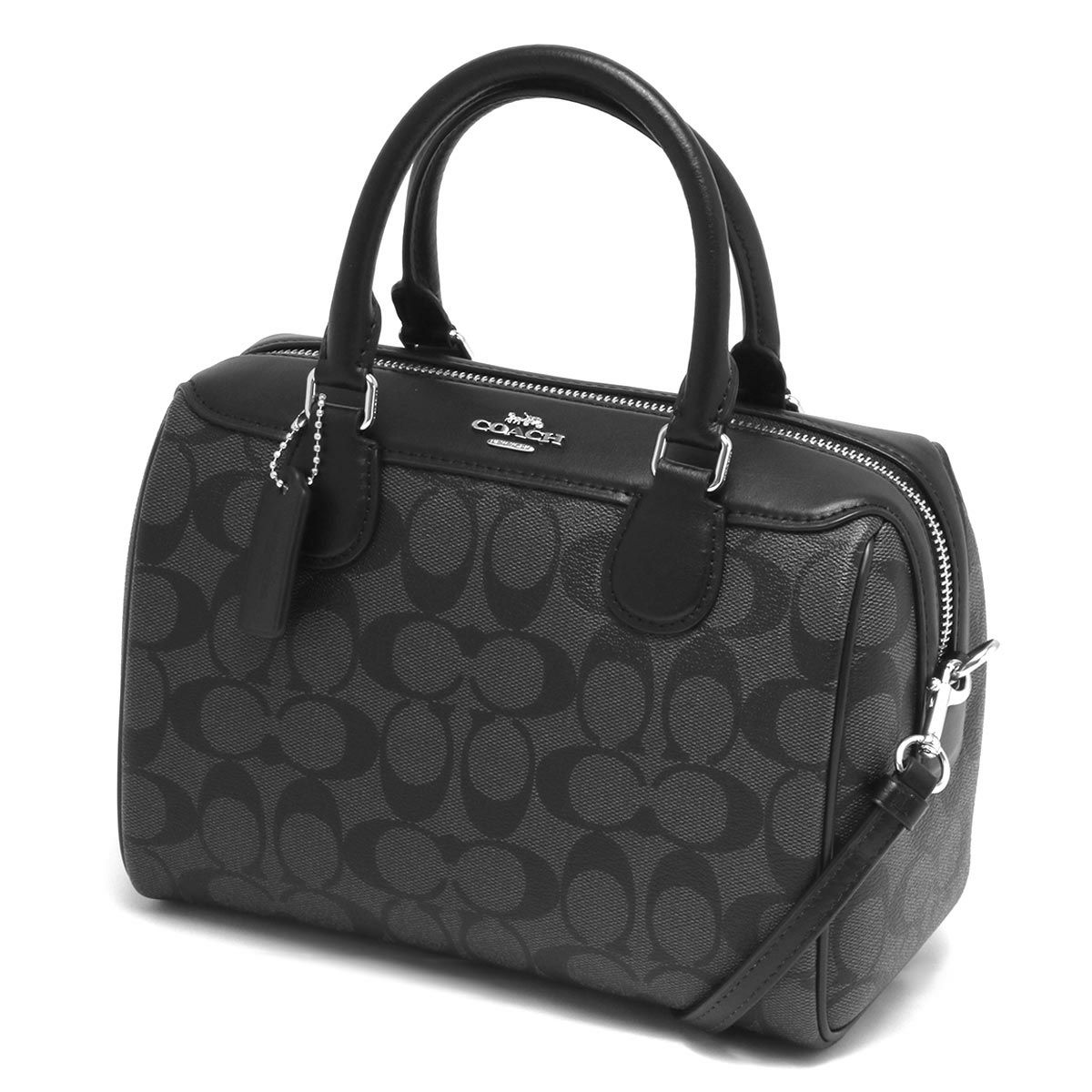 COACH もりたてる コーチ ブラック レザー ボストン パフォレイテッド 