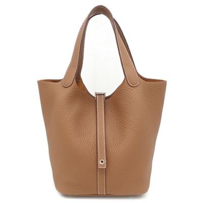 エルメス ピコタン MM トゴ ブラウン ハンドバッグ トートバッグ □L刻印 エルメス ピコタン MM トゴ ブラウン ハンドバッグ トートバッグ □L