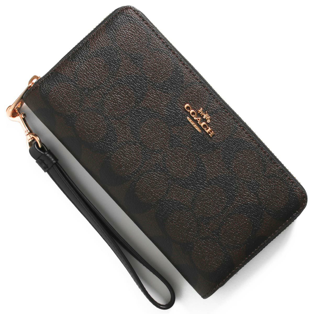 コーチ 長財布 財布 レディース シグネチャー ダークブラウン&ブラック  