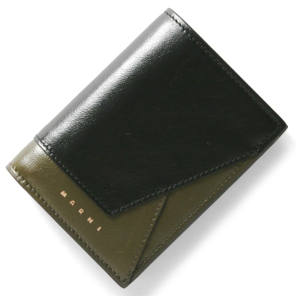 マルニ 二つ折り財布 財布 メンズ レディース バイカラー カーキ 