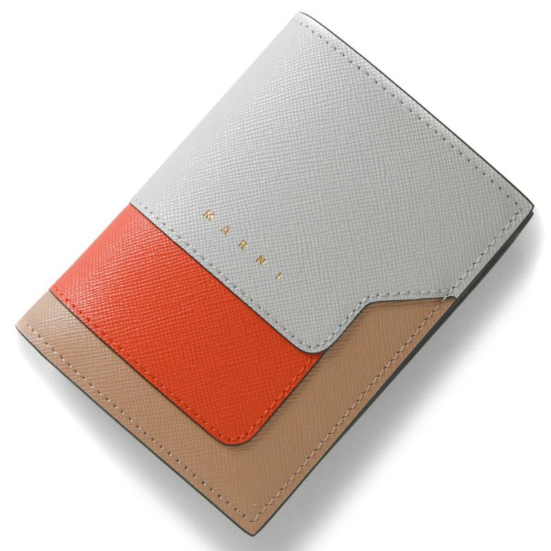 MARNI グレー ベージュ 長財布 中古・古着通販】MARNI (マルニ) 長財布 ベージュ×ネイビー