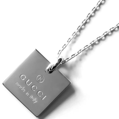 グッチ ネックレス アクセサリー メンズ レディース トレードマーク スクエアプレート シルバー J8400 8106 Gucci ブランド腕時計通販なら ブルークウォッチカンパニー 心斎橋店