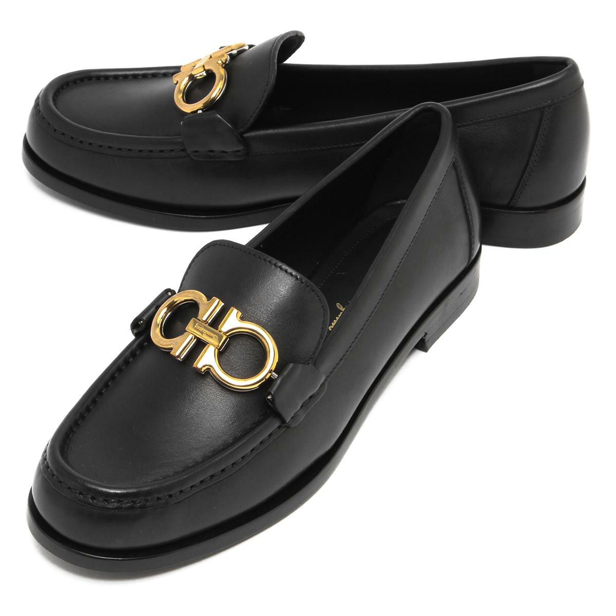 美品】定価10万程 Ferragamo/フェラガモ 黒革ローファー 箱付き 快い