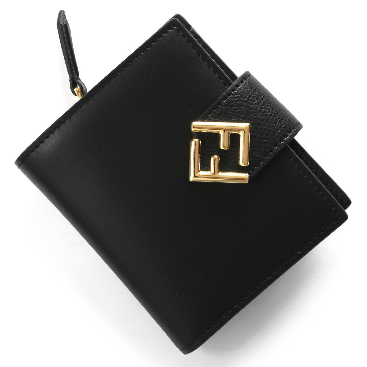 美品 FENDI 奥深し 三つ折り財布 ダイヤモンド FF金具 ズッカ ロゴ 