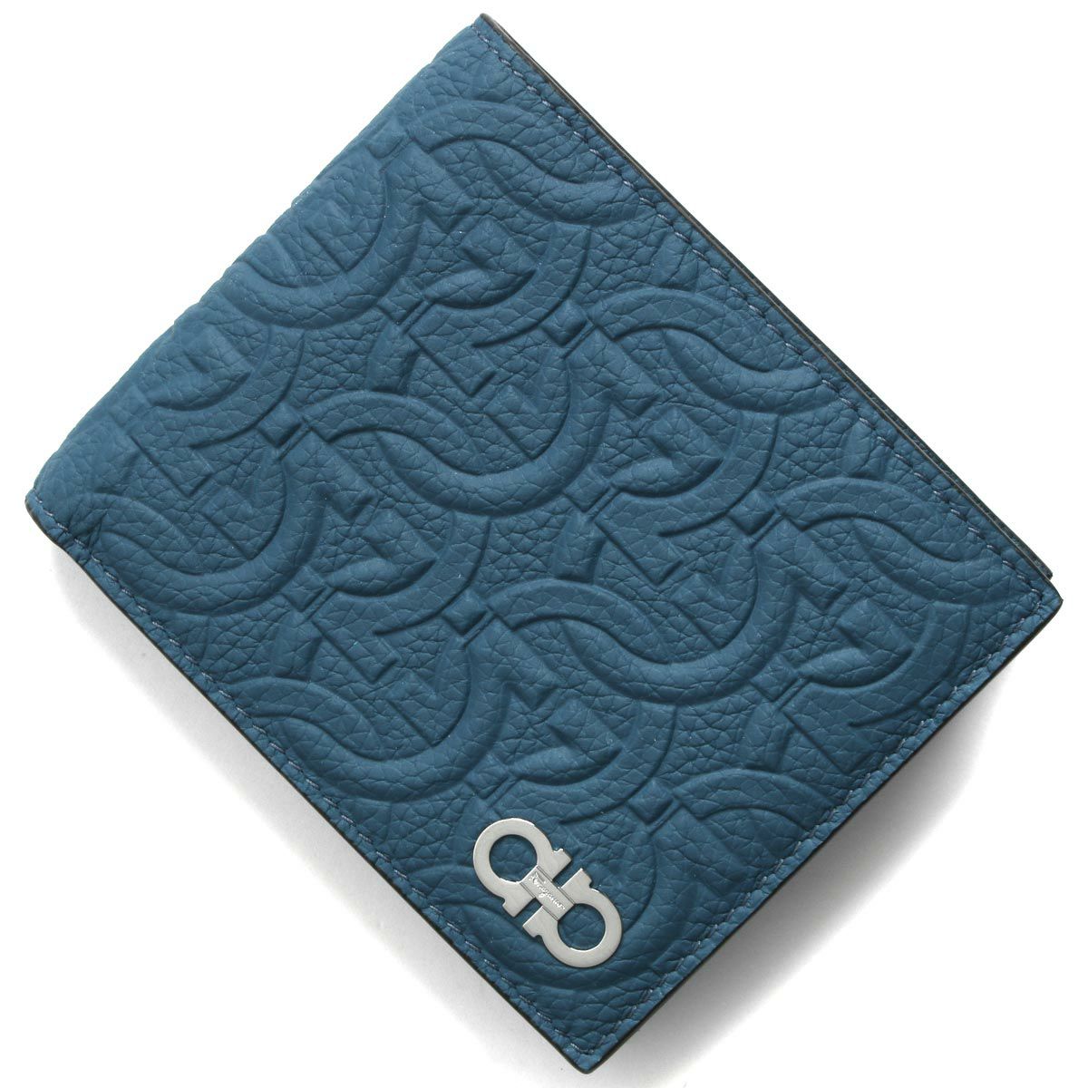 フェラガモ 長財布 財布 メンズ ダブル ガンチーニ デニムブルー  