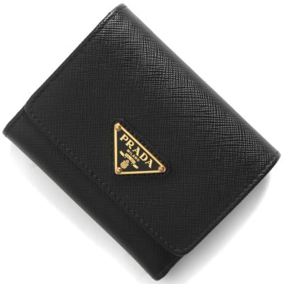 プラダ 二つ折り財布 財布 レディース サフィアーノ メタル ブラック 