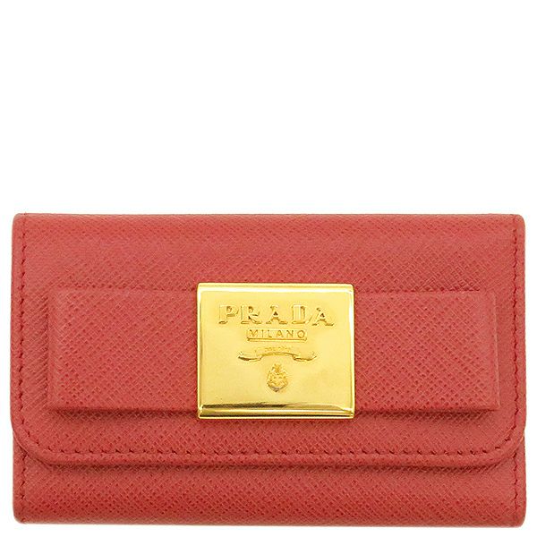 プラダ PRADA キーケース リボン 6連 /サフィアーノレザー レッド