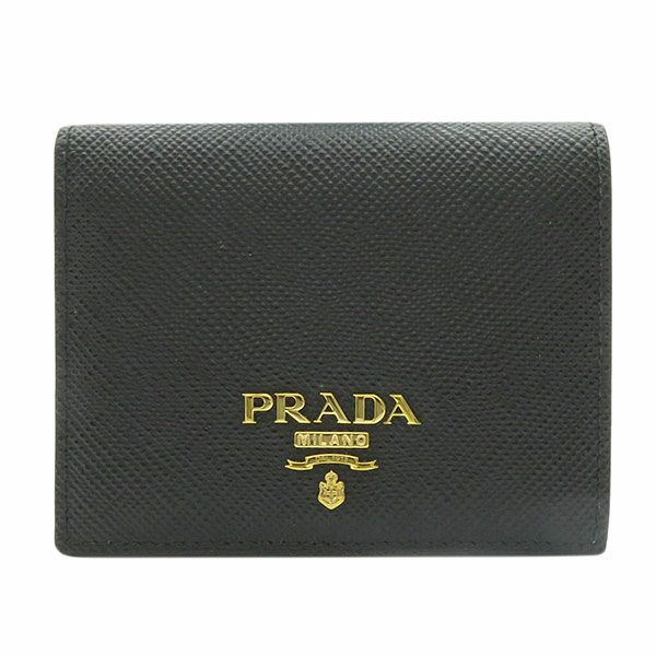 プラダ PRADA 二つ折り財布 サフィアーノ レザー NERO 1MV204 定番