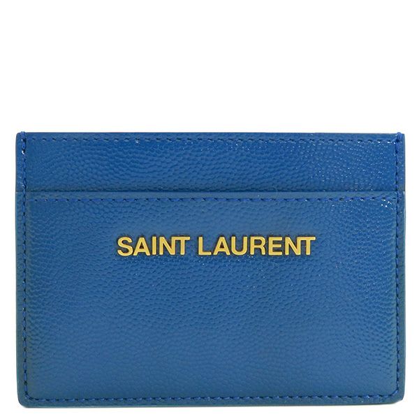 サンローラン SAINT LAURENT カードケース ロゴ レザー ブルー 340837