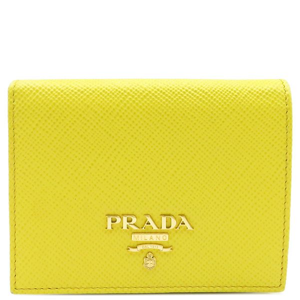 プラダ PRADA 二つ折り財布 メタルロゴ コンパクトウォレット