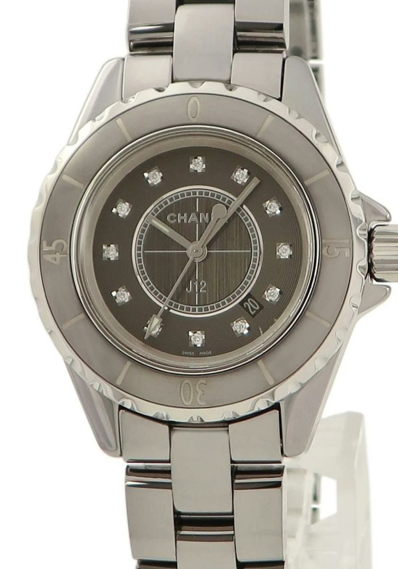 【85700】CHANEL シャネル  H3241 J12 クロマティック グレー　12Pダイヤダイヤル CE クオーツ 当店オリジナルボックス 腕時計 時計 WATCH レディース 女性 女