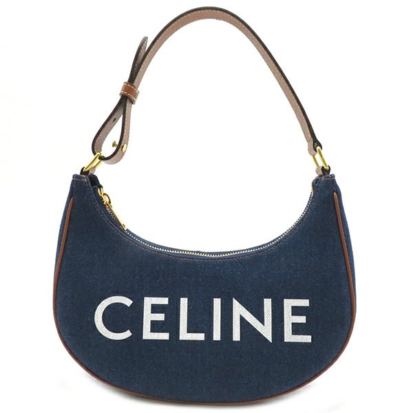 セリーヌ CELINE ハンドバッグ アヴァ デニム/レザー ネイビー×タン 