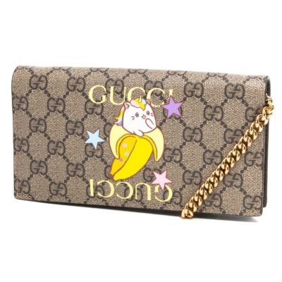 グッチ チェーンウォレット/ショルダーバッグ/長財布 バッグ中古 レディース GGスプリーム GUCCI × ばなにゃコラボ バナナ 猫 ユニコーン  ベージュ&エボニー&ダークブラウン&マルチ 701061 U2UAG 8679 GUCCI |ブランド腕時計通販なら「 ブルークウォッチカンパニー  心斎橋店」