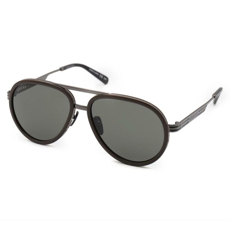 グッチ サングラス メンズ ティアドロップ UVカット ブラウン&ルテニウムガンメタル&グレー GG0982S 001 GUCCI  |ブランド腕時計通販なら「 ブルークウォッチカンパニー 心斎橋店」