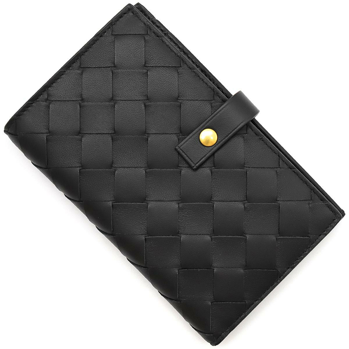 Bottega Veneta 黒 レザー 二つ折り財布