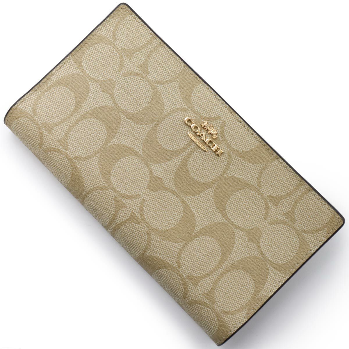 コーチ 長財布 財布 レディース シグネチャー ブラウン&ブラック  