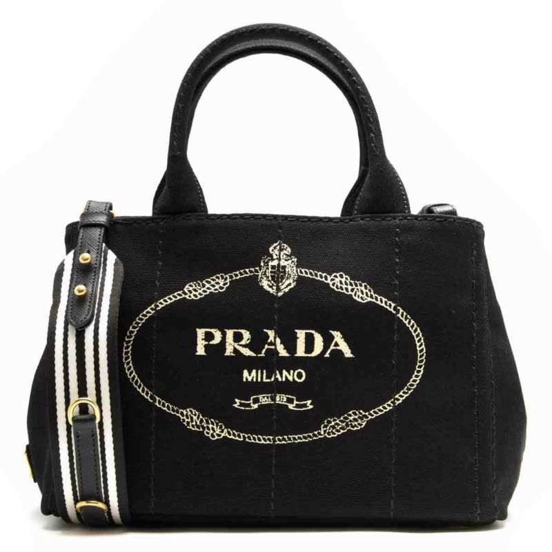 PRADA プラダ　Gカード付　カナパL 黒　三角ロゴプレート　トートバッグ