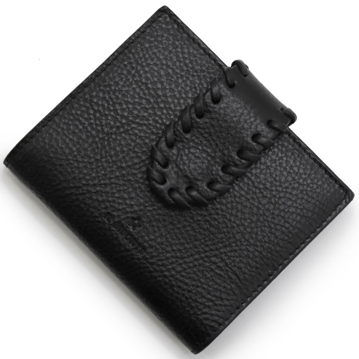 超極美品】BVLGARI 戯け ブルガリ マン 2つ折り財布 黒 小銭入れなし 