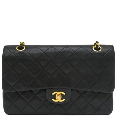 マトラッセ　ラムスキン　フラップ　チェーンショルダーバッグ　黒　ブラック　256 CHANEL - マトラッセ ラムスキン フラップ チェーンショルダー